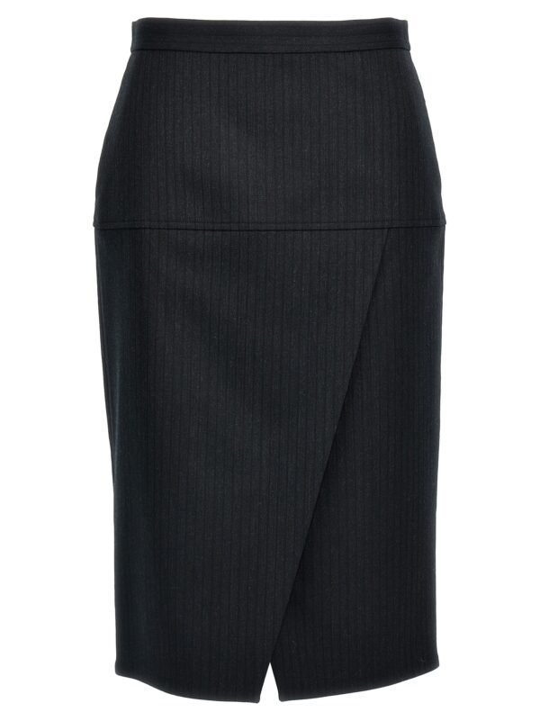 Gray Virgin Wool Midi Skirt