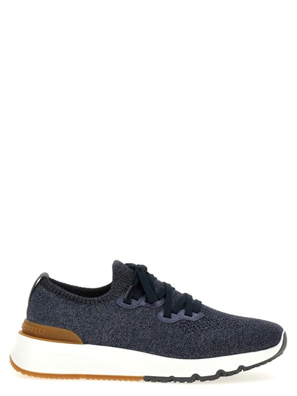 Blue Cotton Athletic Sneakers