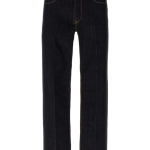 Blue Cotton Straight-Leg Jeans