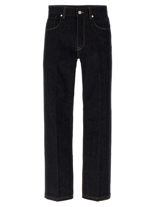 Blue Cotton Straight-Leg Jeans