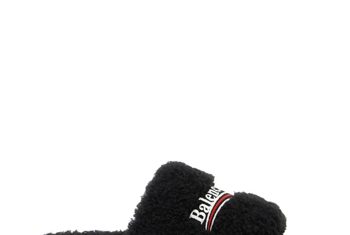 Black Polyester Slides - Jag Couture London