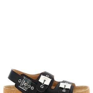 Black Calfskin Flat Sandals