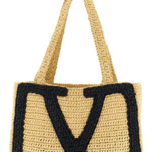 Beige Viscose Tote Bag