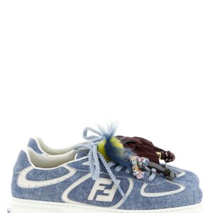 Blue Calfskin Platform Sneakers