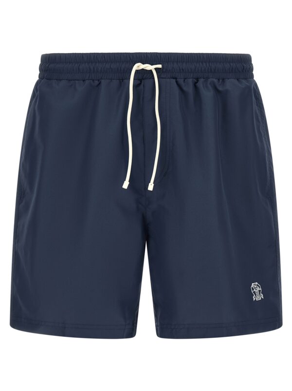 Blue Polyester Swim Shorts