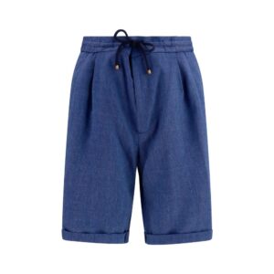 Blue Linen Bermuda Shorts