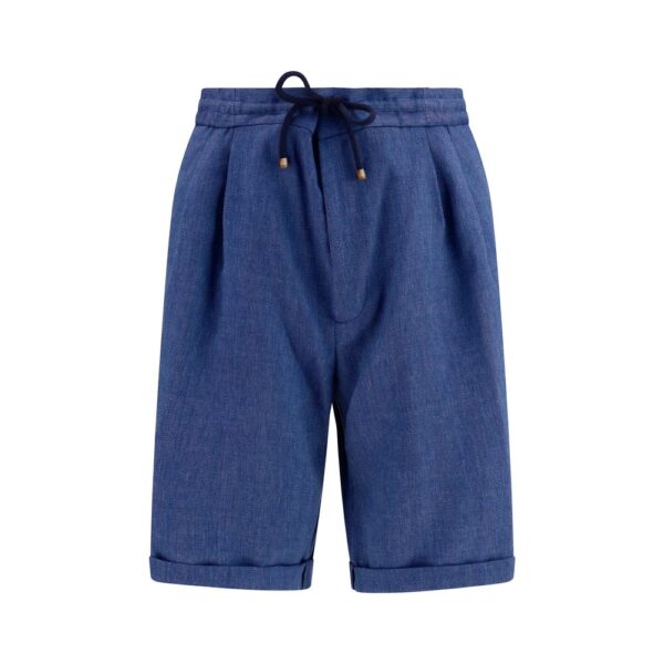 Blue Linen Bermuda Shorts