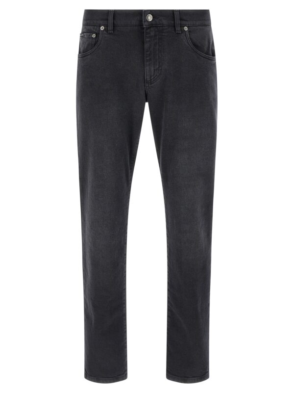 Black Cotton Straight-Leg Jeans