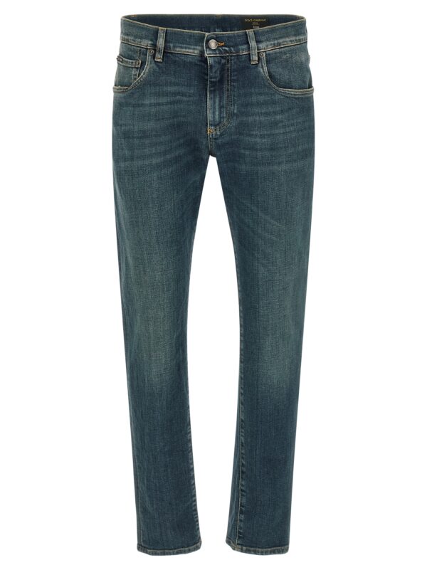 Blue Cotton Slim Fit Jeans