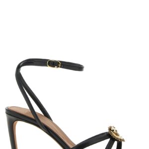 Black Calfskin Stiletto Heel Sandals