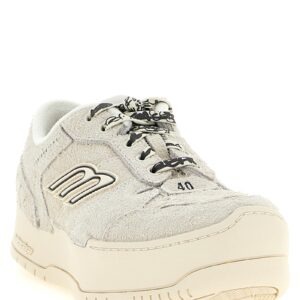 Beige Bovine Leather Platform Sneakers - Jag Couture London