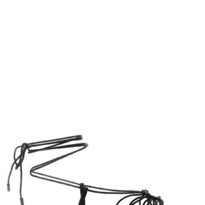 Black Lamb Leather Flat Sandals