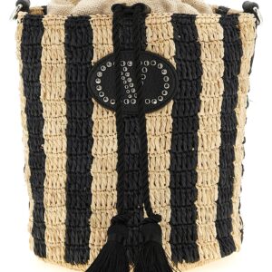 Black Straw Shoulder Bag