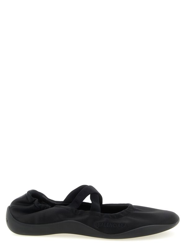 Black Polyester Ballet Flats
