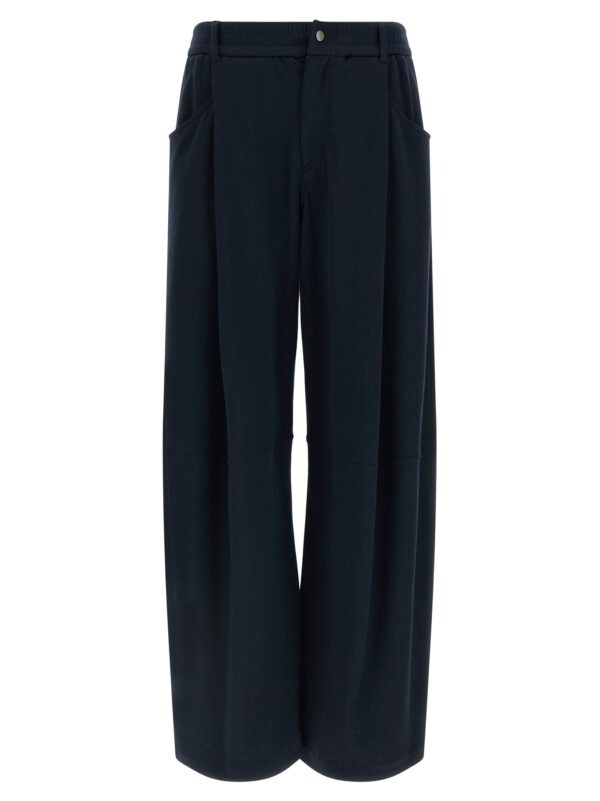 Blue Cotton Casual Pants