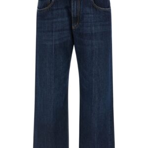 Blue Cotton Cropped Jeans