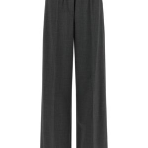 Gray Virgin Wool Flared Pants