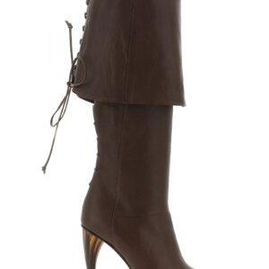 Brown Lamb Leather Over The Knee