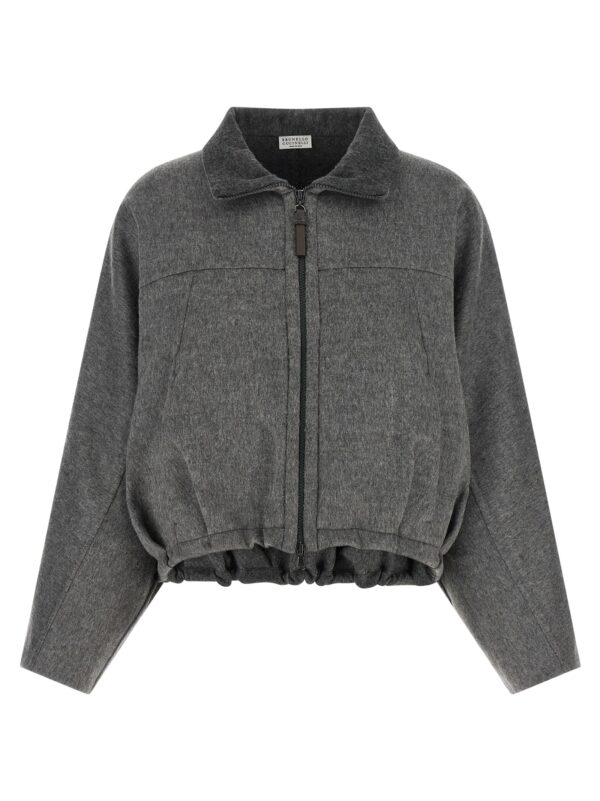Gray Virgin Wool Full-Length Jacket
