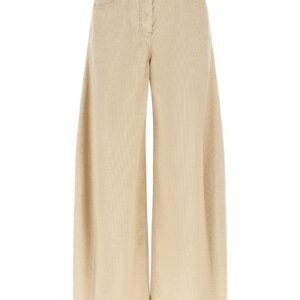 Beige Cotton Casual Pants