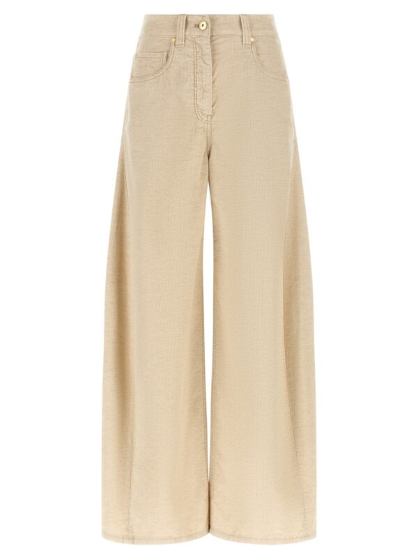 Beige Cotton Casual Pants