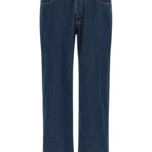 Blue Cotton Straight-Leg Jeans