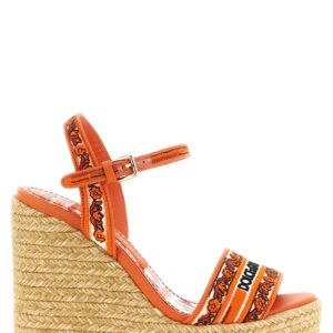 Orange Cotton Wedge Sandals