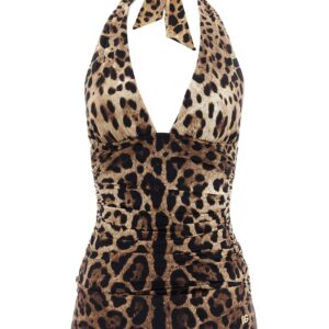 Brown Polyamide One-Piece Swimsuit