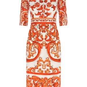 Orange Silk Midi Dress
