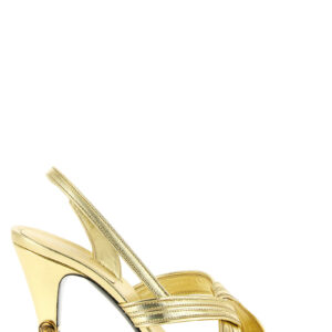 Gold Lamb Leather Stiletto Heel Sandals