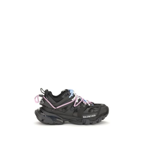 Black Polyester Athletic Sneakers