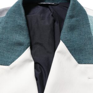 Multicolor Patchwork Linen Double Breasted Jacket