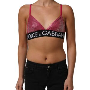 Pink Crystal Embellished Bralette Crop Top