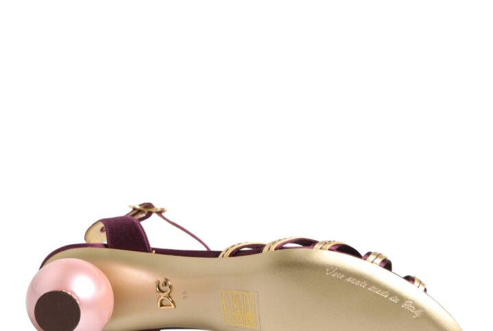 Purple Gold Keira Pearl Heels Sandals Shoes | Jag Couture London – New York