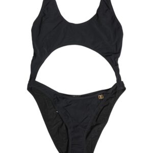 Black Cutout Logo One Piece Swimsuit Swimwear
