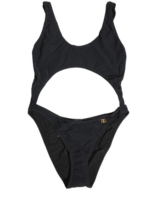 Black Cutout Logo One Piece Swimsuit Swimwear
