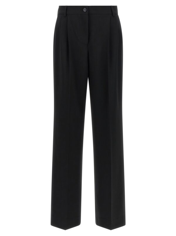 Black Virgin Wool Casual Pants