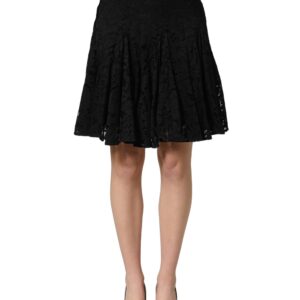 Black Floral Cut Out Lace A-line Mini Skirt