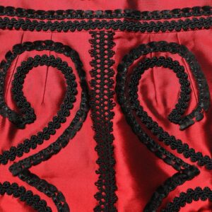 Red Soutache Embroidery A-line Mini Skirt