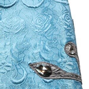 Blue Jacquard Embroidered A-line Midi Skirt