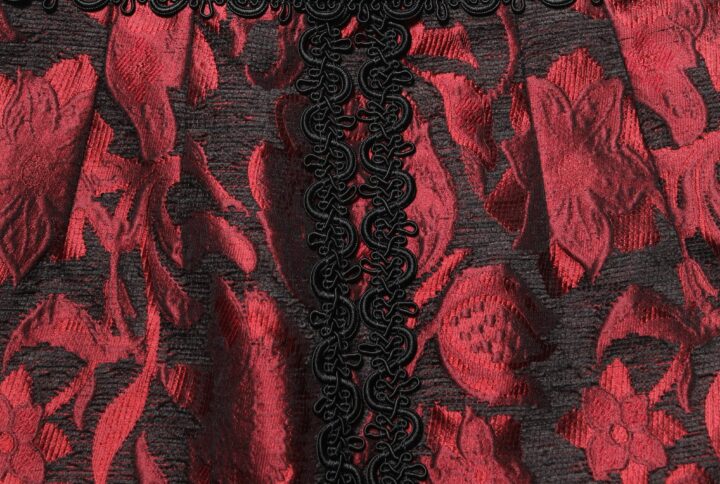 Red Black Floral Lace Jacquard Mini Skirt | Jag Couture London – New York
