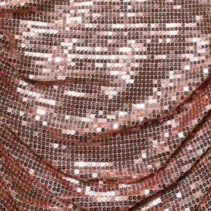 Rose Gold Sequin High Waist Ruched Maxi Skirt