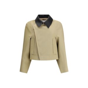 Beige Cotton Leather Jacket