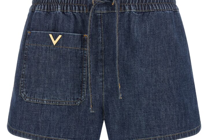 Blue Cotton Bermuda Shorts - Jag Couture London