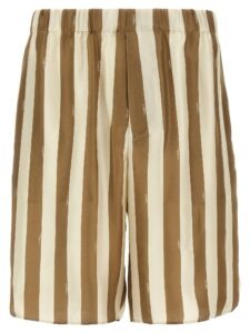 Beige Silk Bermuda Shorts