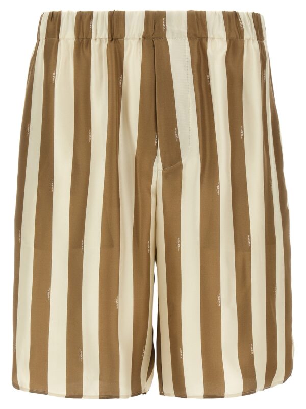Beige Silk Bermuda Shorts