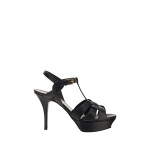 Black Calf Leather Bos Taurus Platform Sandals