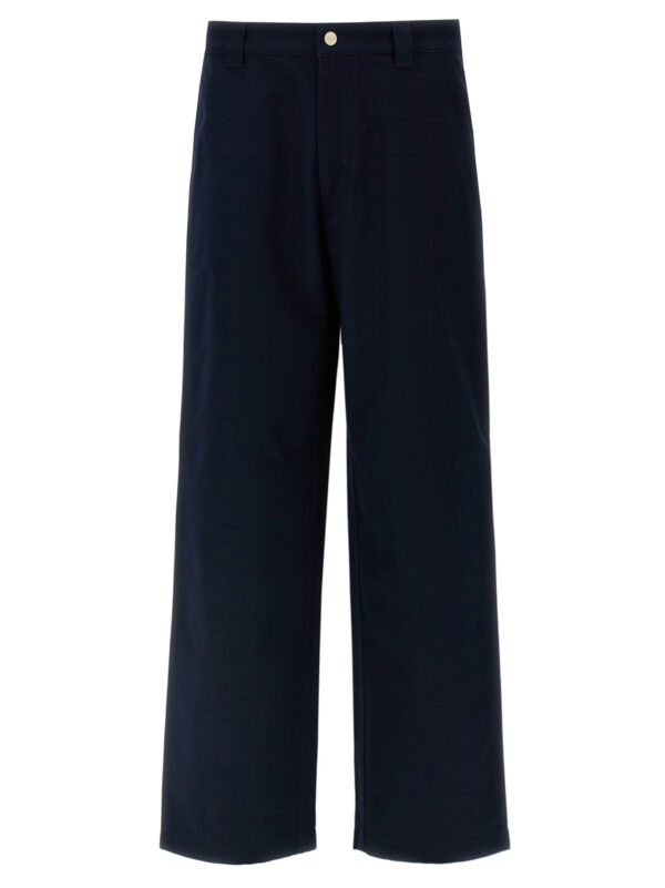 Blue Cotton Casual Pants