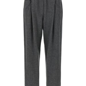 Gray Virgin Wool Casual Pants