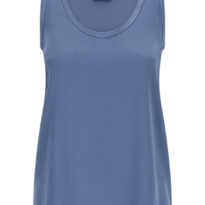 Blue Silk Sleeveles T-Shirt